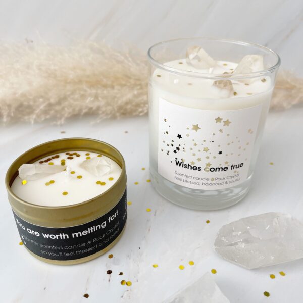 Your worth melting for Edelsteen Geurkaarsje in blikje – bergkristal