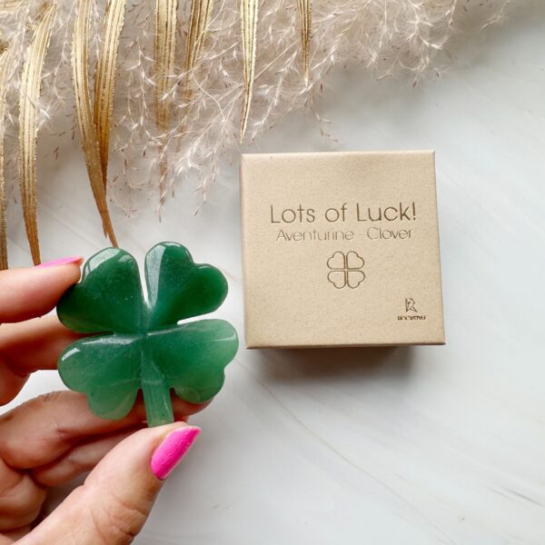 Lots of Luck Giftbox - Klavertje Vier van Aventurijn - Edelsteen Gelukscadeau